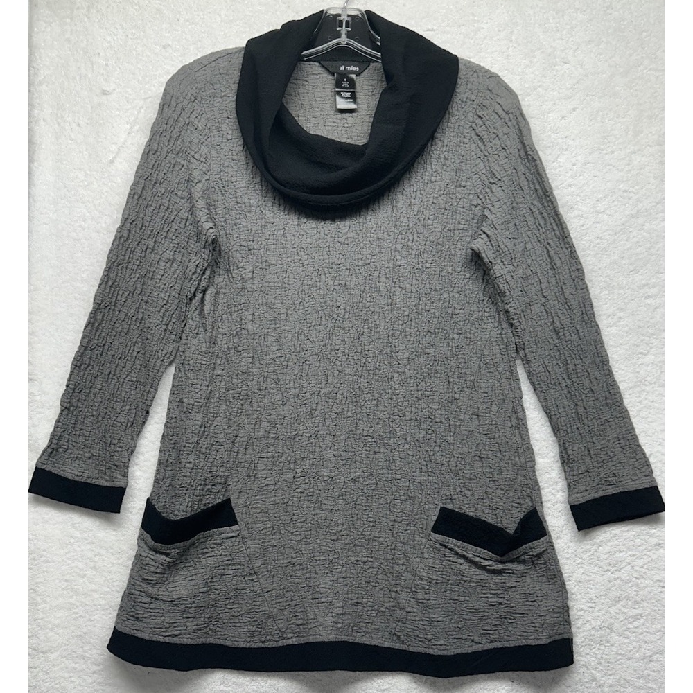 Ali Miles Womens Size S Gray Long Sleeve Cowl Neck Blouse Top (K7)